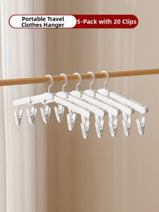 Portable Travel Foldable Clothes Hanger Anti-marks Clamp