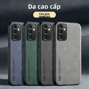 Ốp Lưng Da Cao Cấp Cho Samsung Galaxy Với Tấm Kim Loại Hỗ Trợ Gắn Trên Ô Tô Chống Vân Tay Chống Trượt Dành Cho A53 A55 A35 A15 A14 A54 A05 A05S A52 A52S