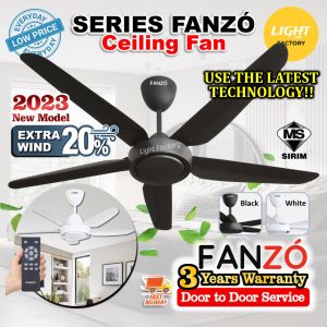 FANZÓ CHAMPION 56" Kipas Siling | FANZO CHAMPION LED 5 Blade DC Motor with 7 Speed Remote Control Ceiling Fan with Light 风扇