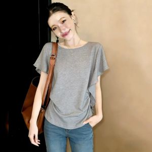 V.C.I | Flounce Sleeve Slimming Tunic Womens Gray Tees