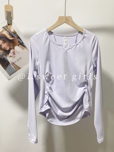 Womens Yoga Top Quick Dry Slimming Long Sleeve Fitness Training Sport T-shirt Running Pilates Exercise Gymnastics Wear