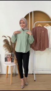 Nana Blouse Kemeja Baju Atasan Wanita Terbaru Kekinian Polo Linen