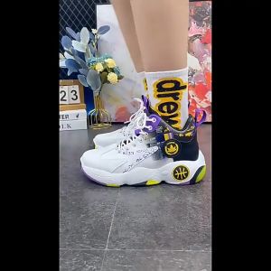 JYE.Mens Basketball Shoes Sneakers Purple and Gold Dynasty Non Slip Basketball Trainers Sports Shoes for Men Indoor and Outdoor(Standard SIze)#MXG1002