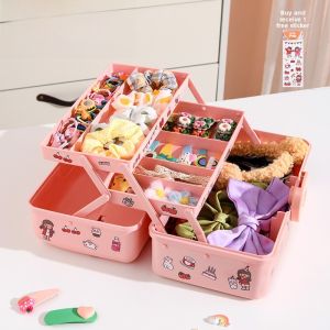 Adorable Childrens Hair Accessories Storage Box Baby Girl Hair Clips Elastic Bands Headwear Bands Plastic Jewelry Box