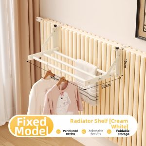 Hotata | Folding And Adjustable Clothes Drying Rack Over Radiator Storage Shelf