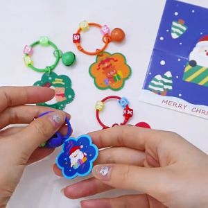 Christmas Flower Bell Keychain Christmas Tree Ornament Xmas Cute School Bag Pendant