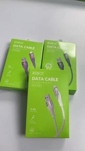 ROBOT Kabel Fast Charging hp android iPhone RFM100 RFC100 RFL100 Fast Charging 2.4A RGB 2 Warna Kabel Data USB to  Micro Type C Lightning - Garansi 1 Tahun