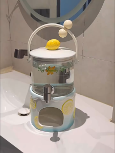 Glass Cold Water Kettle High Temperature Resistant Cold Water Kettle Household Large Capacity Fruit Tea Bucket Beverage Bucket with Faucet Water Storage Kettle Set