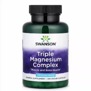 Swanson Triple Magnesium Complex 400mg 100 Vegan Capsules Muscle Bone Nerve Support Supplement