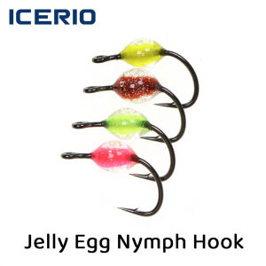 ICERIO 8PCS Glitter Jelly Egg Nymph Fishing Hooks Bionic Fish Egg Lures for Stream Micro Fishing Targets Trout Bass Whitebait