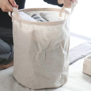 Cactus Pattern Laundry Basket Cotton Linen Foldable Waterproof Large Capacity for Clothes Toys Home Storage Soft Durable Organiz