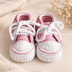 Crocheted Baby Sneakers Soft Casual High Cut Shoes 0-12 Months