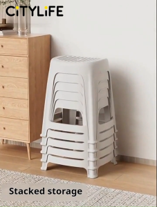 Citylife Plastic Stool Stackable Simple Chair Stackable Living Room Dining Stool PP Material - (Hold Up To 120kg)