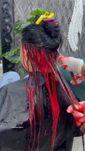 (FREE bleach set) Direct fire red Hair Color Kit (10minutes )100ml+Free Bleach&Peroxide(100ml) hair red dye rambut merah hair dye permanent dye Muslim friendly