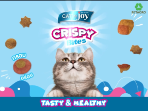 CAT n joy Crispy Bites (60g) ขนมแมวกรุบกรอบ แคทเอ็นจอย บำรุงขน มีสูตรลูกแมว รสทูน่า แซลมอน ซีฟู้ด