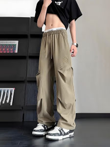 Quần Ống Rộng Phong Cách Mỹ Màu Kaki Cho Nam Mùa Hè Mỏng Chống Nắng Khô Nhanh Quần Ống Rộng Cleanfit Quần Công Sở