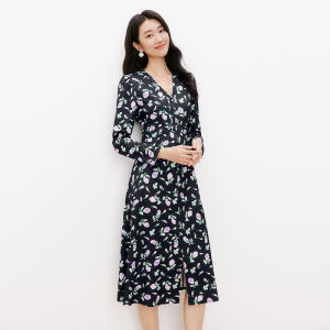 Koradior | Spring New Elegant French V-Neck Fitting Flower Dress