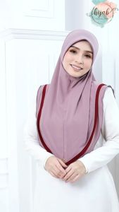 Tudung Sarung MARIANA PIPING Instant Dewasa Ironless Moscrepe Premium (20 warna) One Size L Tudung Lazy Pattern Ironless Hijab Plain Perempuan Women
