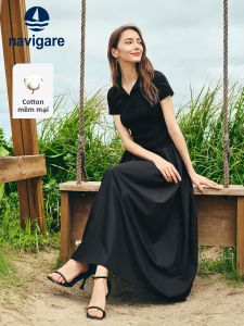 Navigare | Đầm Đen Cổ Polo Ôm Sát cho Nữ