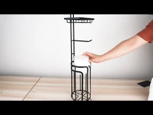 Sincecu Elegant Carbon Steel Free-Standing Toilet Paper Holder with Multi-Compartment Storage Shelf 304 Stainless Steel Bathroom Tissue Holder - Toilet Paper Dispenser with Phone Shelf & Storage Toilet Roll Holder