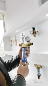 กรองน้ำ Pre-Filter Water กระบอกหนา หัวทองเหลือง เกลียวทองเหลือง1/2" 1"ขนาดเกลียว6หุน 1นิ้ว ไส้กรองสแตนเลส ล้างในตัว