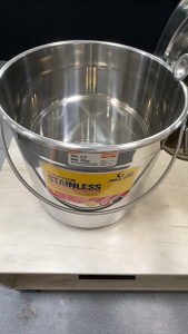 Thickened Stainless Steel Water Bucket Heavy Duty Round Durable Strong Water Bucket Wash Buckets Rice Bucket Oil Barrel Tea Milk Tea Bucket Handle Household Water Storage Bucket