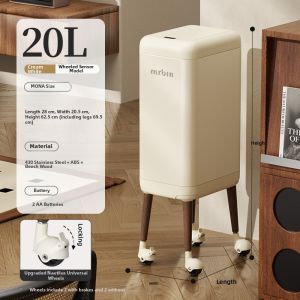 MR.Bin | Smart Sensing Electric Trash Can High Legs Narrow Design with Wheels Large Capacity