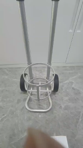 Stainless Steel Oxygen Cart Medical Cylinder Transport with Secure Straps