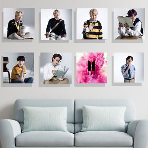 1 SET Hiasan dinding BTS isi 8 pcs ekonomis Walldecor BTS 10X10cm