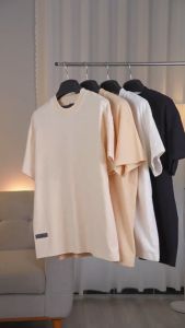 Áo thun trơn Cotton Basic Form Âu Nam Nữ Trắng Đen Be Trơn dày mịn 250gsm Oversize - CTL