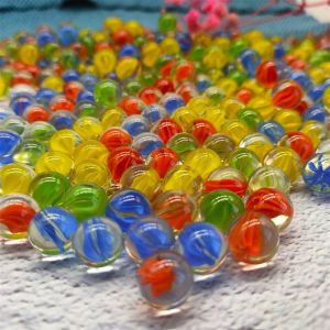 100/200PCS 14mm Colorful Glass Marbles Toy Kids Marble Balls Run Game Solitaire Toy Accs Vase Filler&Fish Tank Home Toy Gift