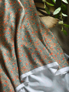 Yichu Pure Cotton Satin Fabric 60 Thread Count Traditional Chinese Style Floral Print for DIY Clothing And Home Decor