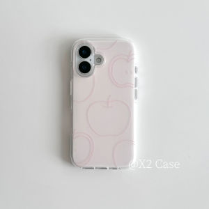 Cute Light Pink Minimalist Lines Fruit Phone Case For iPhone 17 Air 16 16e 15 14 13 12 11 Pro MAX Plus Mini Y2K White Back Cover