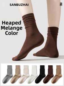 SANBUZHAI | Ladies Lightweight Spring Summer Brown Mid-Calf Socks Seamless