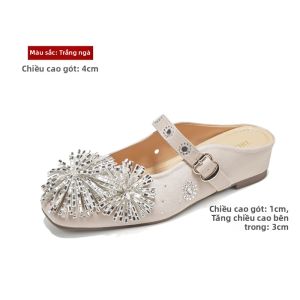 MIFEI | Dép Lười Đế Dày Có Kim Sa Da Cừu cho Phụ Nữ Kích Thước Lớn