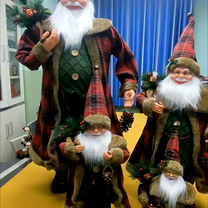 2026 NEW Santa Claus Standing Doll Set Christmas Decor Soft Plush Figurine with Metal Bells Xmas Home Ornament Gift Decoration