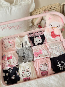 Kitty Cat Ice ผ้าไหม ผ้าฝ้าย เป้า ผู้หญิง ชุดชั้นใน หวาน Pure Desire กลาง-ต่ํา เอว สามเหลี่ยม กางเกงชั้นในหญิง Youth Suitable