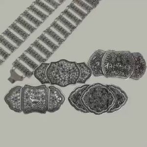 เข็มขัด เงินรมดำ เข็มขัดรัดผ้าถุง/ผ้าซิ่น เข็มขัดเจ้าสาว ตกแต่งชุด ถูกสร้างขึ้นในประเทศไทย