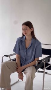 AIMMIES LUXE - เสื้อซาติน ผ้านุ่มลื่นทรง Oversized สี Marine