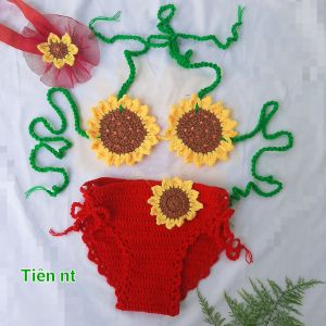 " SHOP MỚI" đồ bơi len hoa hướng dương cho bé bikini len 2 mảnh hoa hướng dương cho bé gái từ 5- 25kg nhiêuc màu xinh