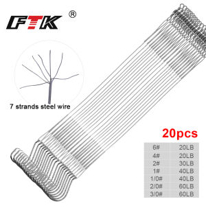 FTK Silver Anti Bite Steel Fishing Line Steel Wire with Barbed Hooks Core Leash Fishing Wire Fishing Accessory