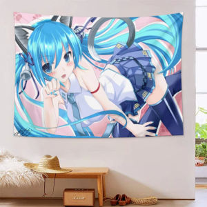 VIKAMA Anime Girls Tapestry Starry Blue Hair Home Decor Bedroom Living Room Background Decoration Home Decorating