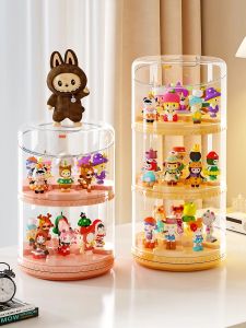 Acrylic Rotating Display Stand Storage Organizer Transparent Dustproof Toy Figurines Showcase Bubble Display Box Home Storage
