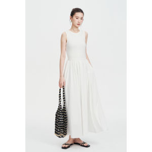 Black Sleeveless Slimming Knit Patchwork Dress