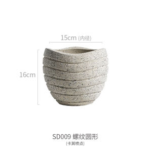 Creative Nordic Stripes round Breathable Florals Indoor Green Radish Succulent Plant Thread Cement Desktop Flower Pot Large