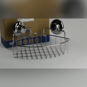 ชั้นวางติดผนัง 304 สแตนเลส ชั้นวางมุมสามเหลี่ยม ย้ายได้ ไม่ต้องใช้สว่าน สำหรับห้องครัว คอนโด Shelving rack Bathroom Shower Caddy Suction Cups ตะกร้าติดผนัง