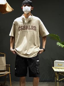 GWIT เสื้อยืดฤดูร้อนสำหรับผู้ชาย เสื้อยืดคอกลมสไตล์ใหม่ การพิมพ์ หลวม