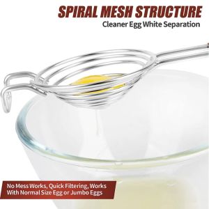 Egg Separator Long Handle Egg White Separator Stainless Steel Egg Yolk Divider Filter Kitchen Gadget