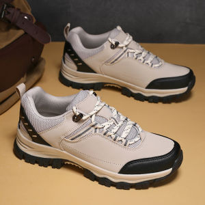 Mens Outdoor Sports Shoes Leather Surface Waterproof Non-Slip Large Size 45 46 47 Trendy Hiking Mountain Climbing Shoes