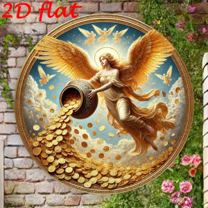 CIFbuy | Angel Wealth Abundance 2D Flat Metal Sign 7.8x7.8 Inch Wall Decor for Room